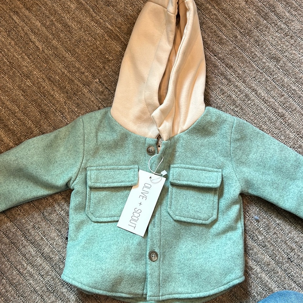 NWT wool hooded jacket -size 6-12 months